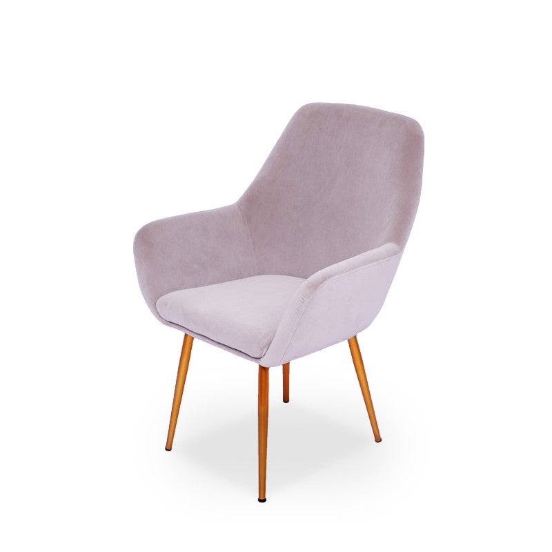 Chaise avec accoudoirs velours taupe et pieds métal doré Boobi - 2