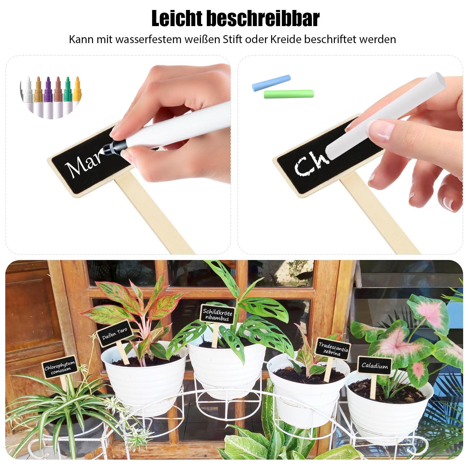 Lot de 20 étiquettes de plantes en bois noir, marqueur de planche noire, piquets de jardin en bois pour légumes, graines, herbes, fleurs de jardin - 6