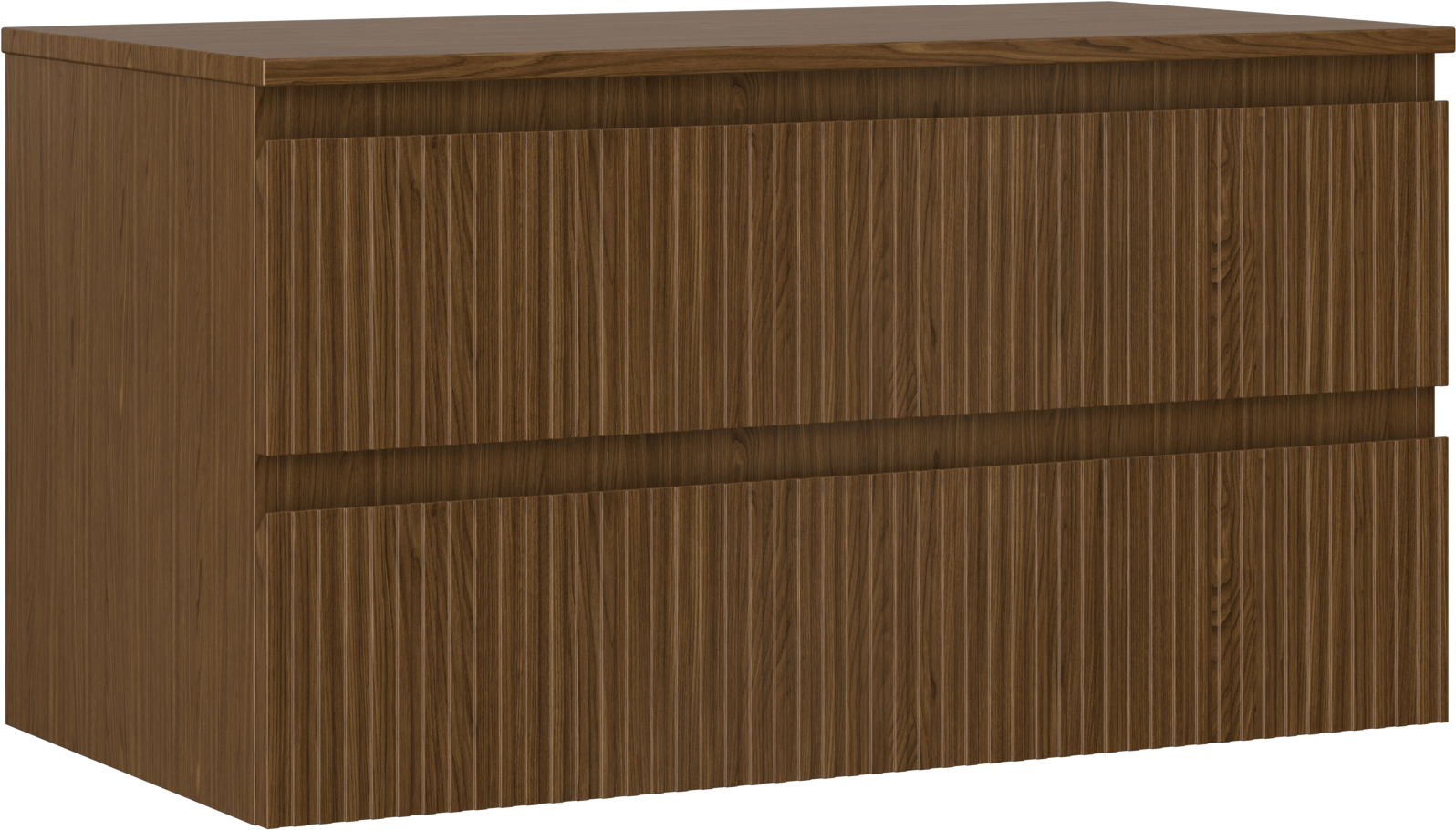 Mexen Rivel szafka łazienkowa podumywalkowa 90 cm z blatem, 2 szuflady, ryflowana , orzech - 91A20-09047-2-BFFC86