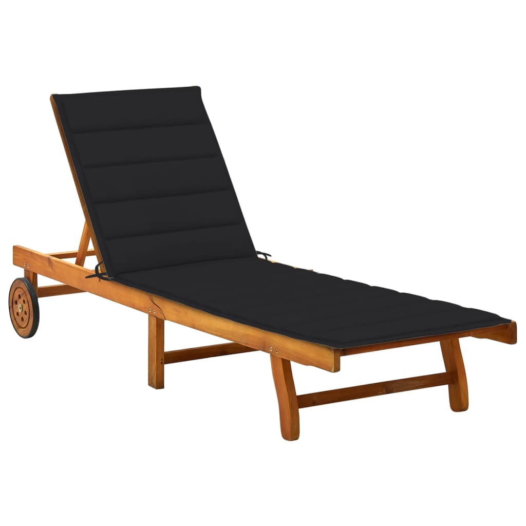 Lettino Prendisole da Giardino | Sedia a Sdraio | Chaise Longue con Cuscino Massello di Acacia CFW601155 - 2