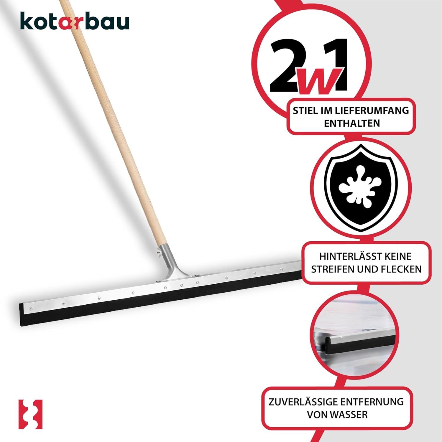 Raclette Sol en Mousse de Caoutchouc en Acier Inoxydable 90 cm - KOTARBAU - 5