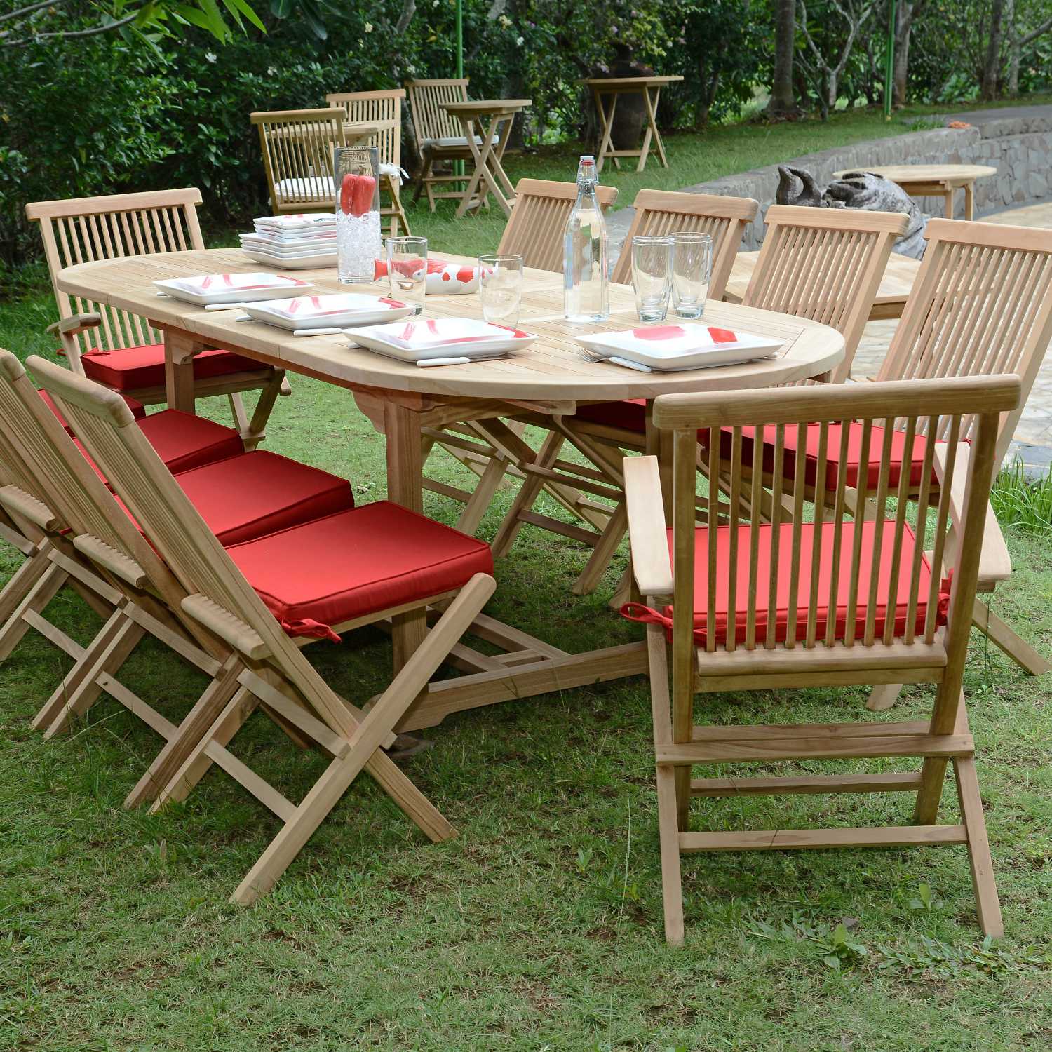 Table extensible ovale teck massif Vérone 160/240 x 100 cm - 5