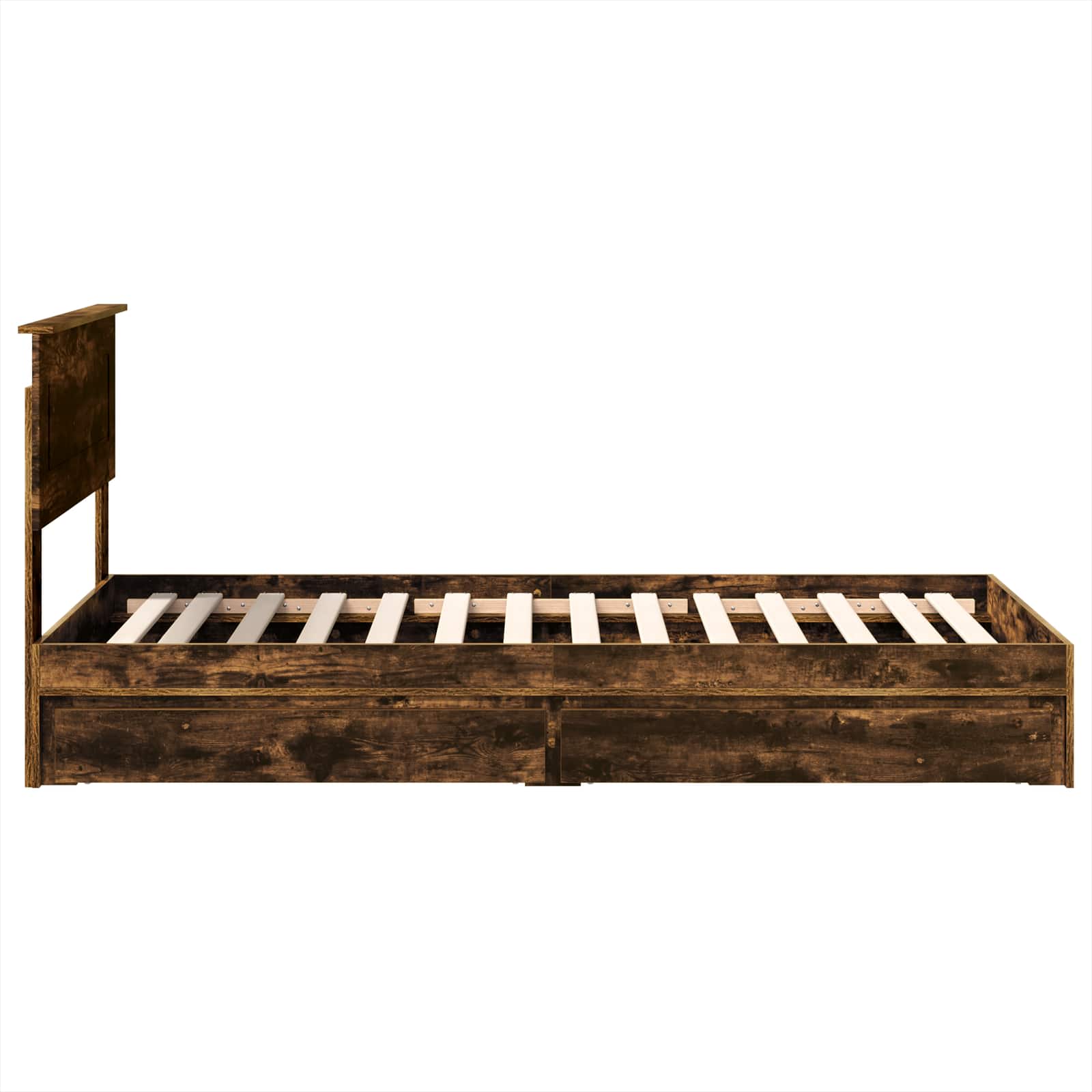 Lit de rangement chêne fumé 75 x 190 cm en panneau de bois - 9