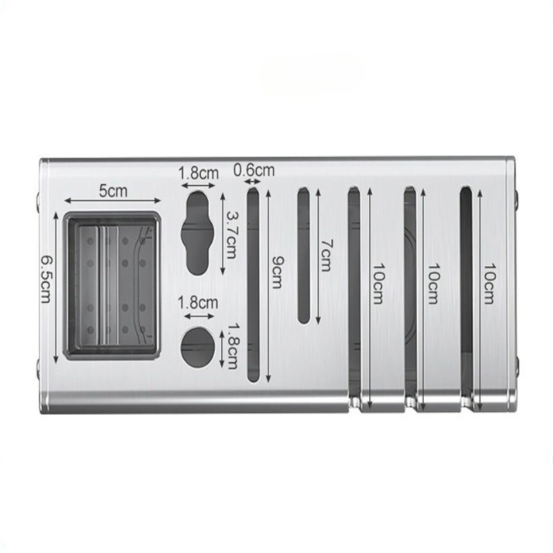 Soporte para cuchillos de cocina de acero inoxidable con cilindro para palillos – Organizador multifuncional, 22,5 x 11 x 24 cm - 6