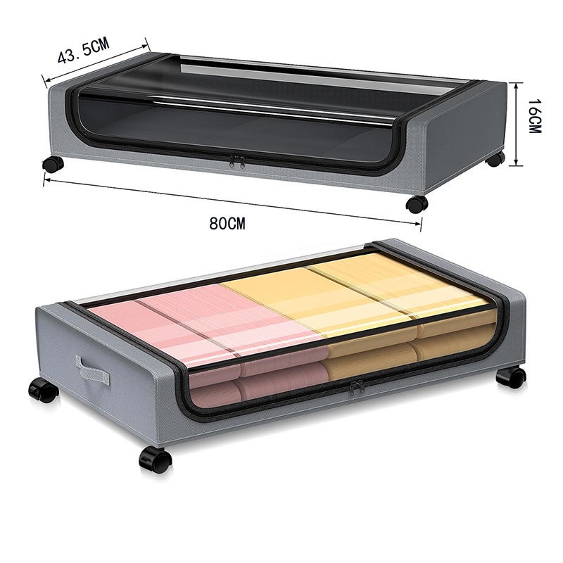 MINICLOSS　Rangement sous le lit, bacs à roulettes avec couvercle, pour vêtements et linge de lit, organisation de la maison (noir, arc) - 9