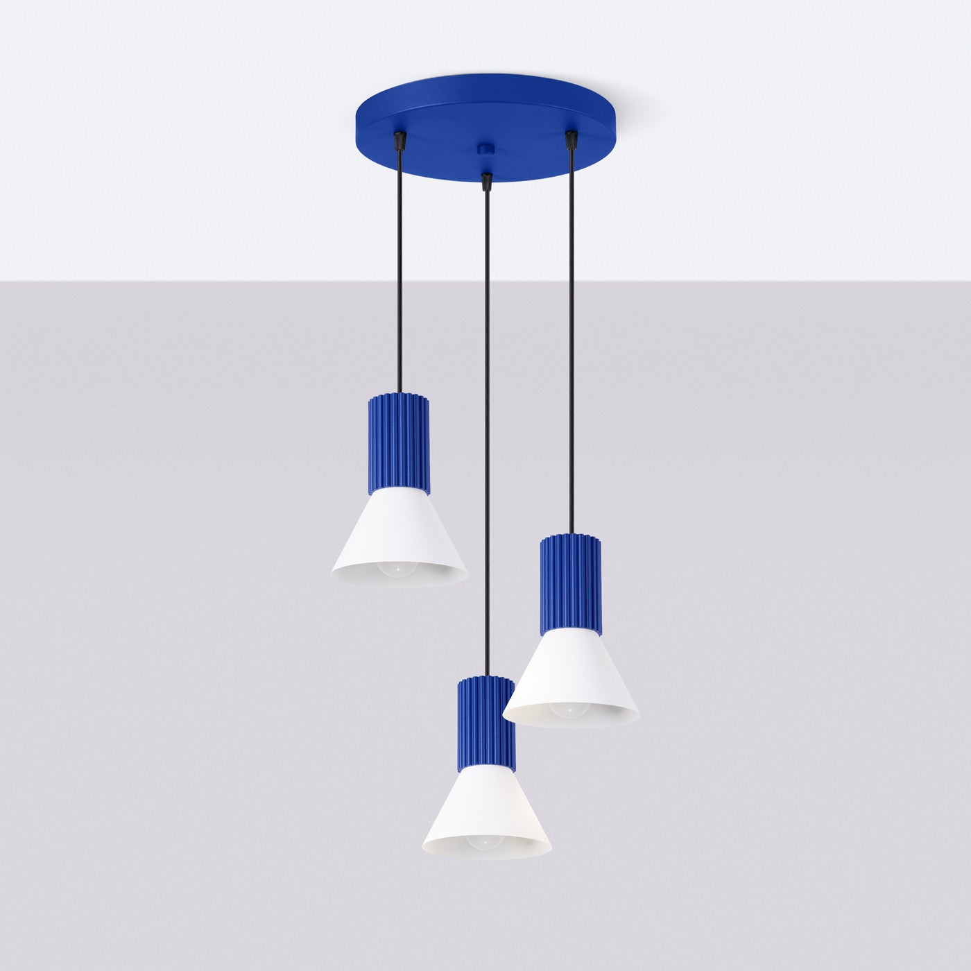 Lampa sufitowa ryflowana ESTRIA ultramaryna 3xE14x15W metal wym:120x30x30cm IP20 Sollux Lighting - 3