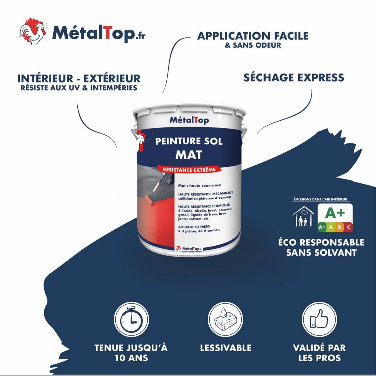 Peinture Sol Mat - Gris vert - RAL 7009 - 15 L - Métaltop - 3