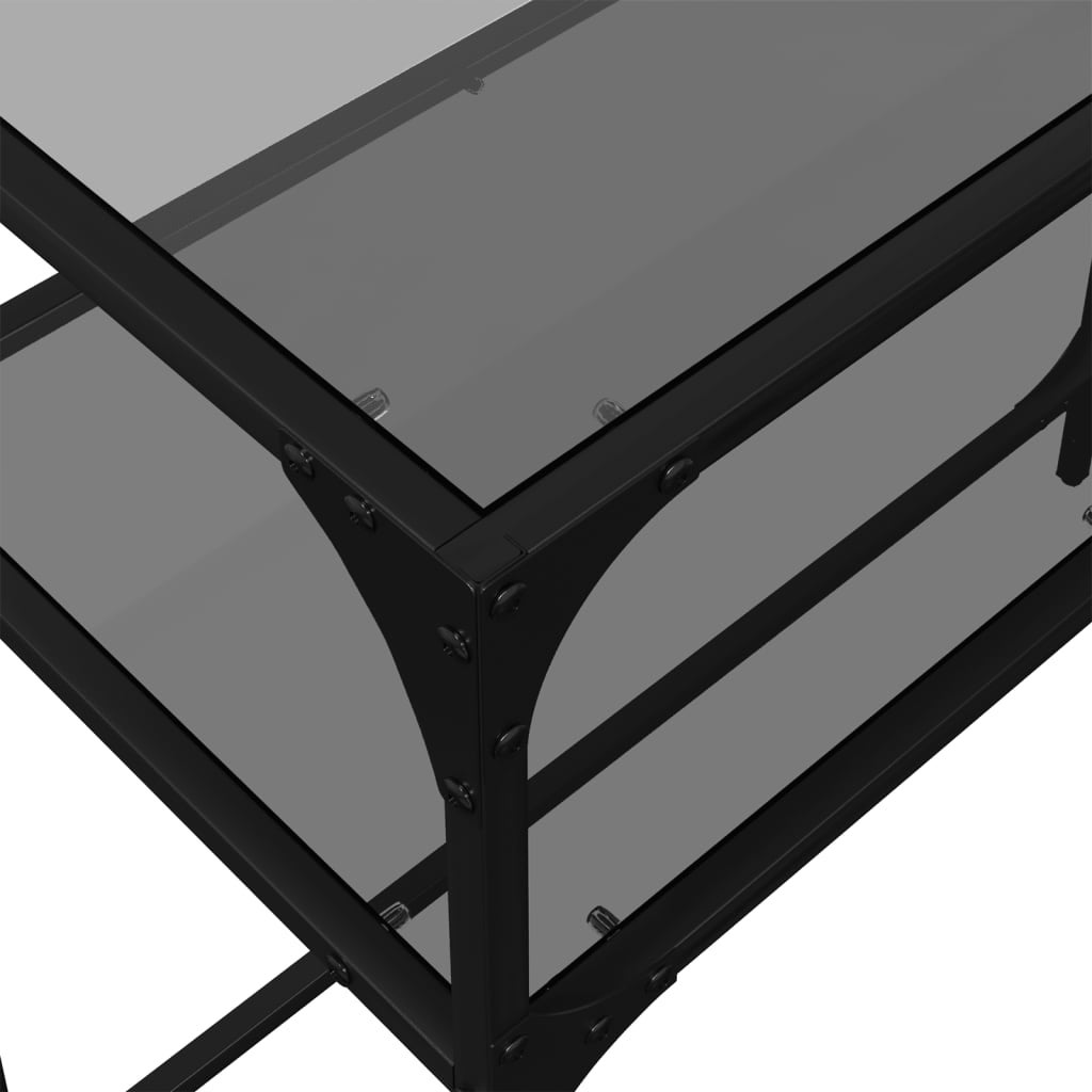 Table console avec plateau en verre noir acier 98x35x81 cm - COMFORTXL - 7
