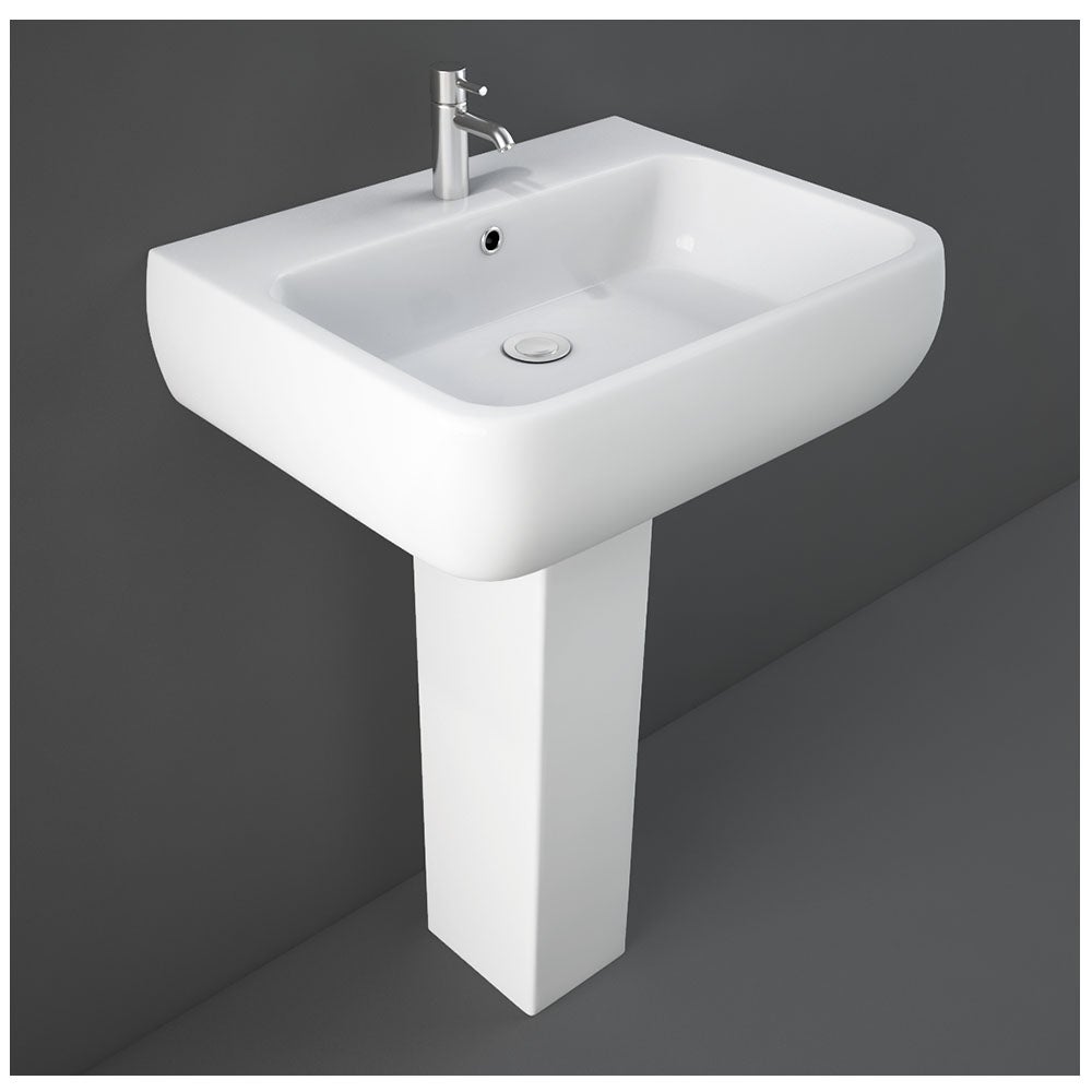 Lavandino A Colonna In Ceramica Bianco - Lavabo Autoportante Per Bagno, 58x47 Cm - Foto 5