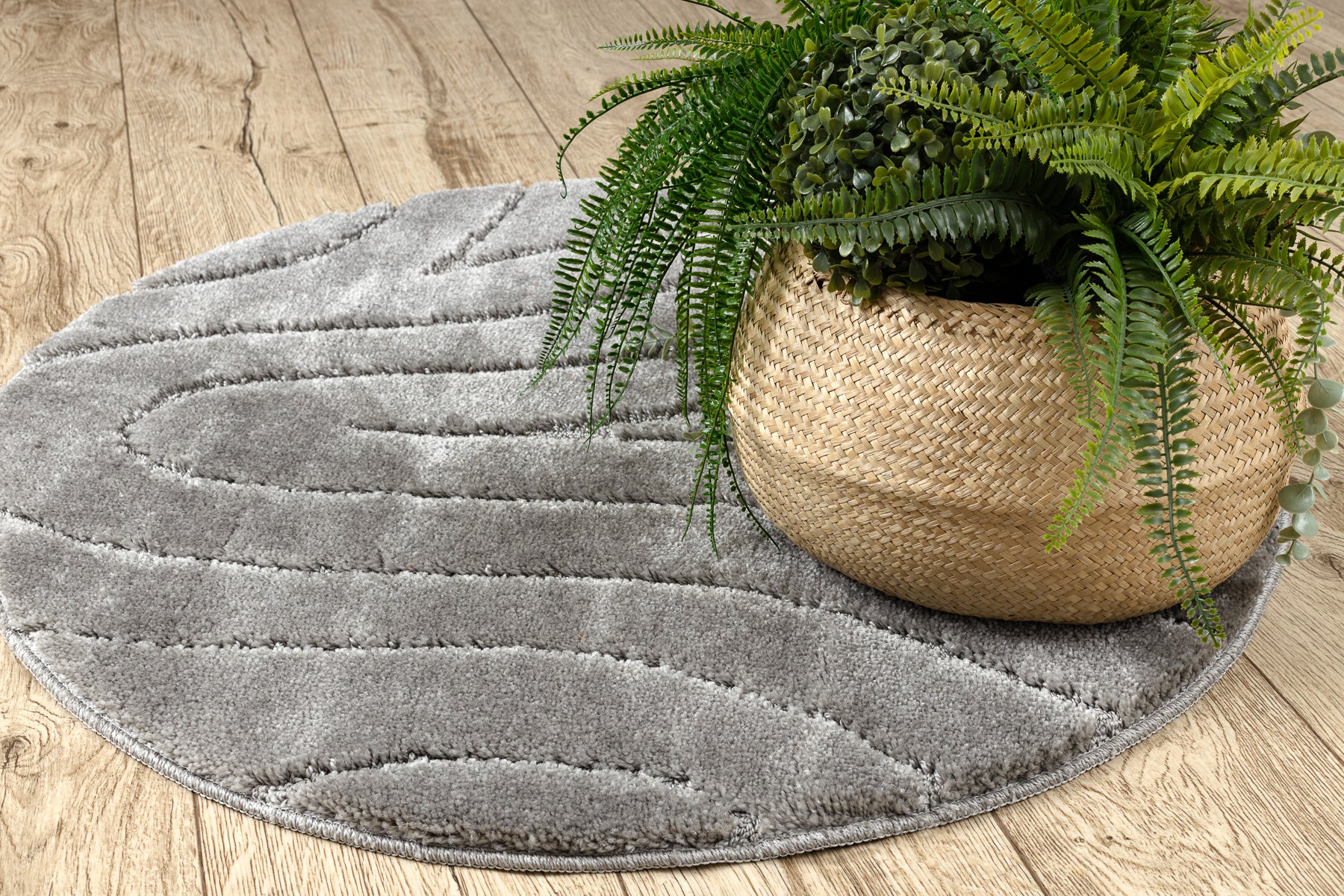 Tapis de salle de bain SUPREME cercle WAVES, vagues, antidérapant, doux - gris cercle 100 cm - 5