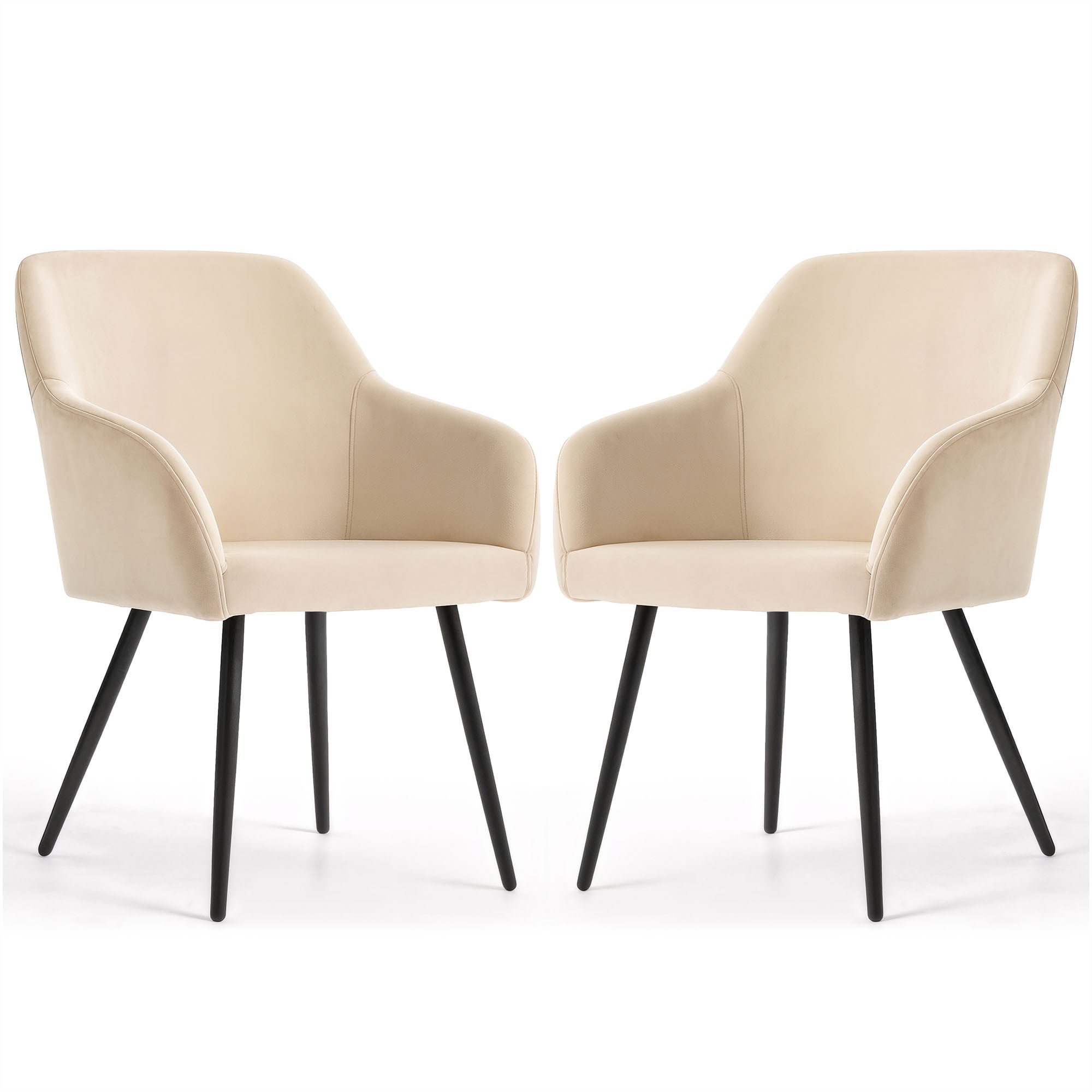 2x Welurowe krzesło tapicerowane gładkie Beżowe ESTELLE Czarne nogi