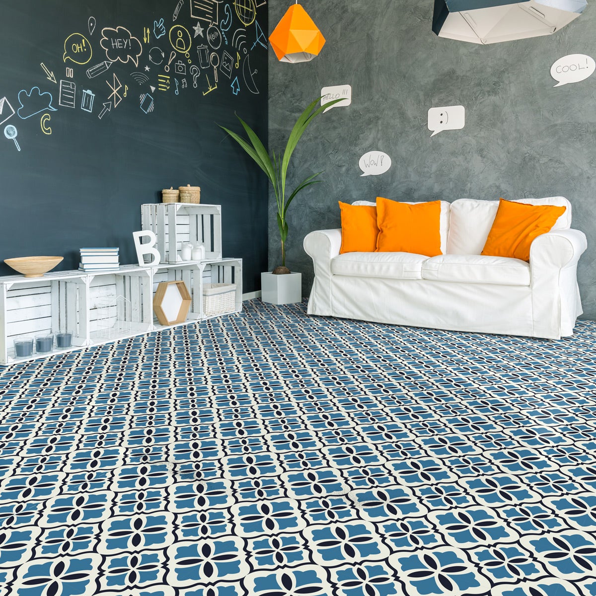 Autocolantes Sol Anti-dérapant avec Protection - CARRELAGES SOL LIVINIO - 1 autocolante de 40x40cm - 4