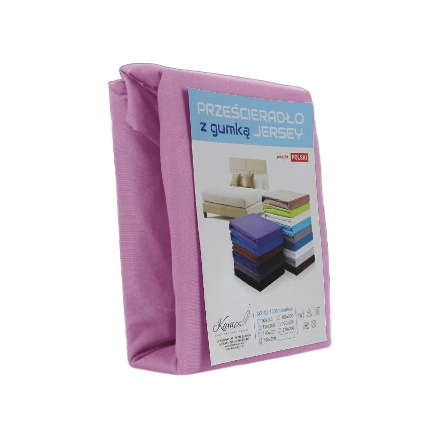 Kam-Pol prześcieradło z gumką jersey wrzosowy 70x210 cm