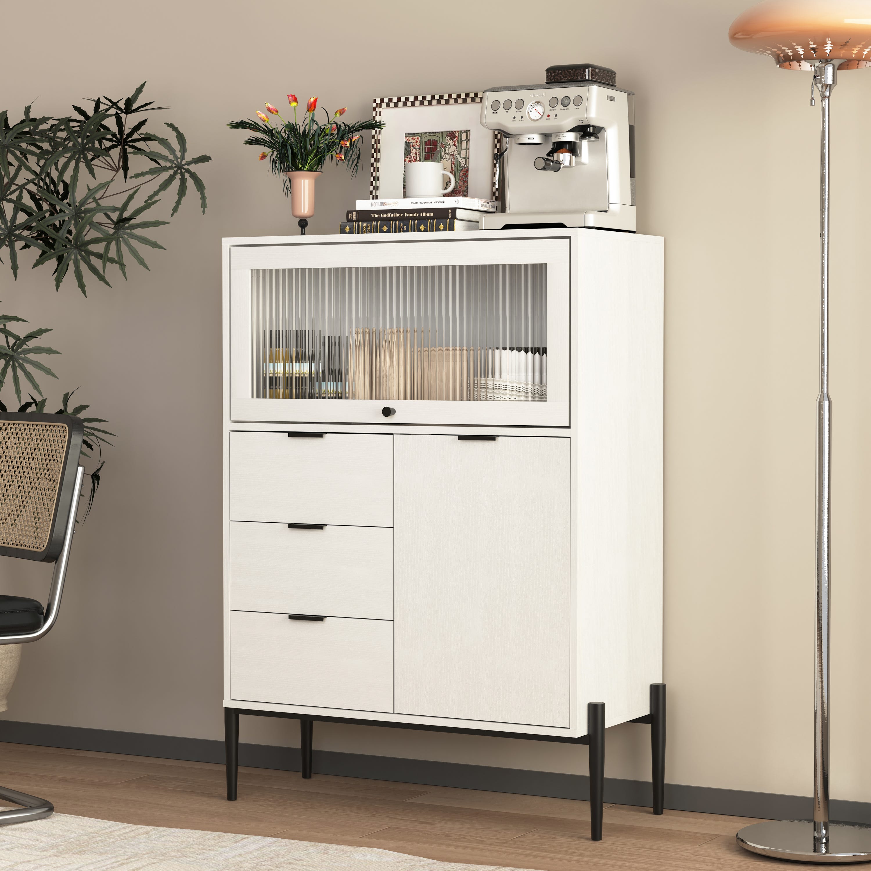 Credenza con Ante in Vetro Grigio Sonoma 35x37x142 cm Credenza con Ante in Vetro Grigio Sonoma 35x37x142 cm