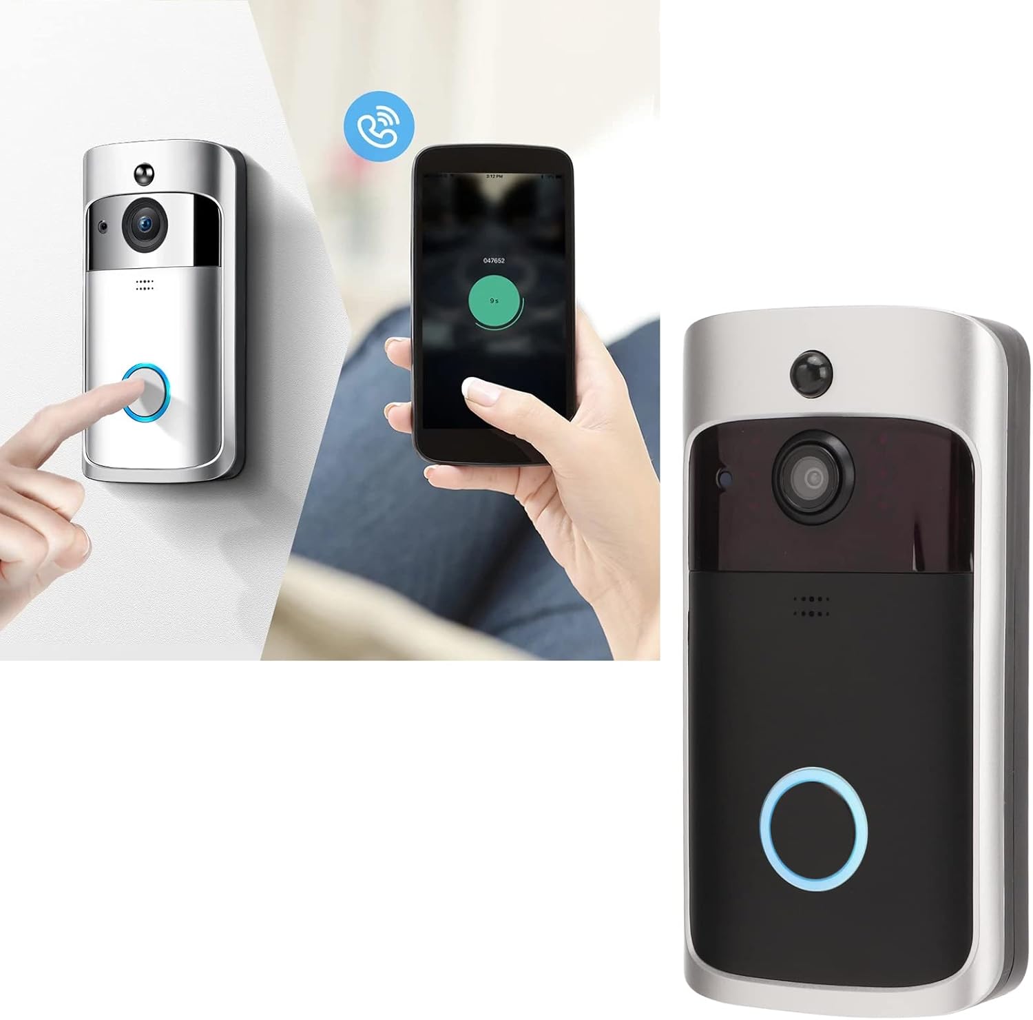Sonnette de Porte Vidéo, Sonnette Vidéo Ring, Caméra Intelligente WiFi 720P Vision Nocturne Interphone Visuel à Distance pour la Maison - 5