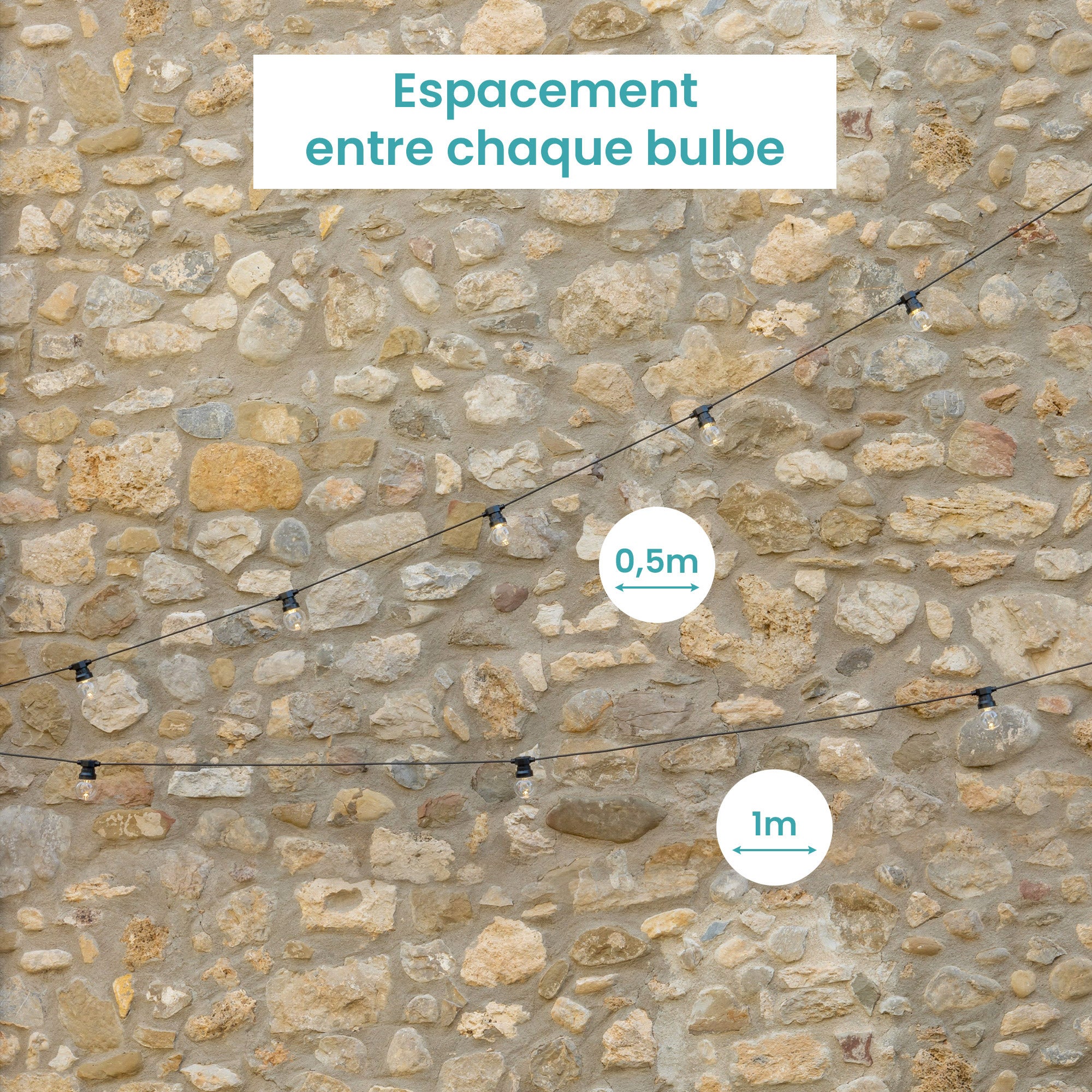 Guirlande Guinguette Noire IP65 10M pour Ampoules E27 - 5