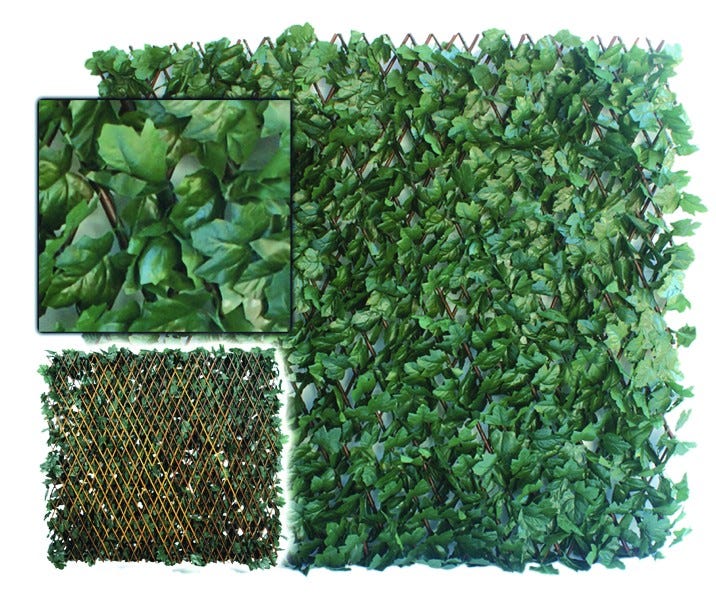 Traliccio Estensibile In Legno Con Edera Artificiale - 100x200 Cm, Per Privacy Giardino - Foto 9