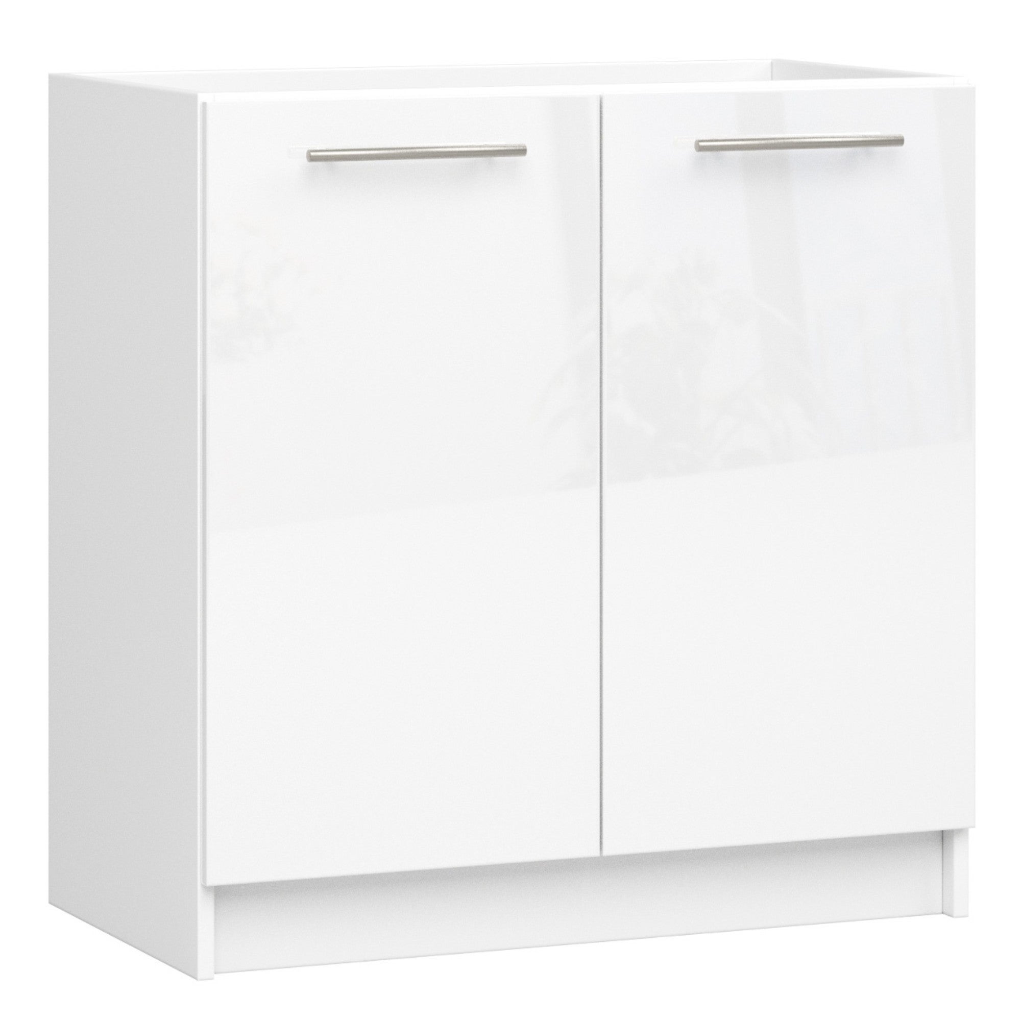 Mobilny zlew kuchenny: 2 ante, 1 ripiano, bianco|bianco lucido, Wymiary mobilnego: szerokość: 80 cm, wysokość: 82 cm, głębokość: 46 cm.