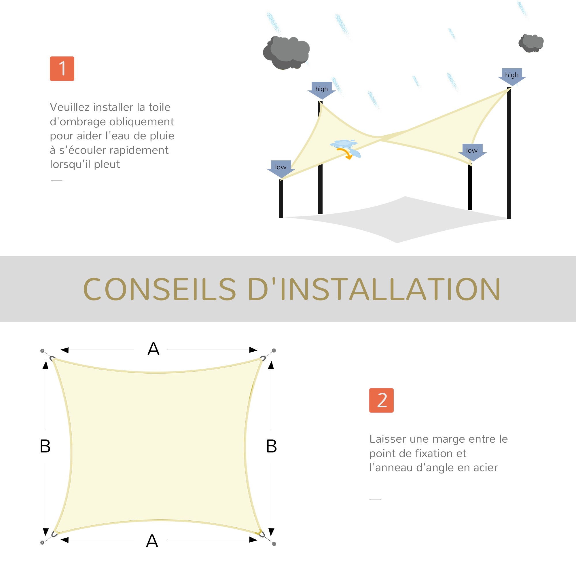 voile d'ombrage HDPE Outsunny - 7