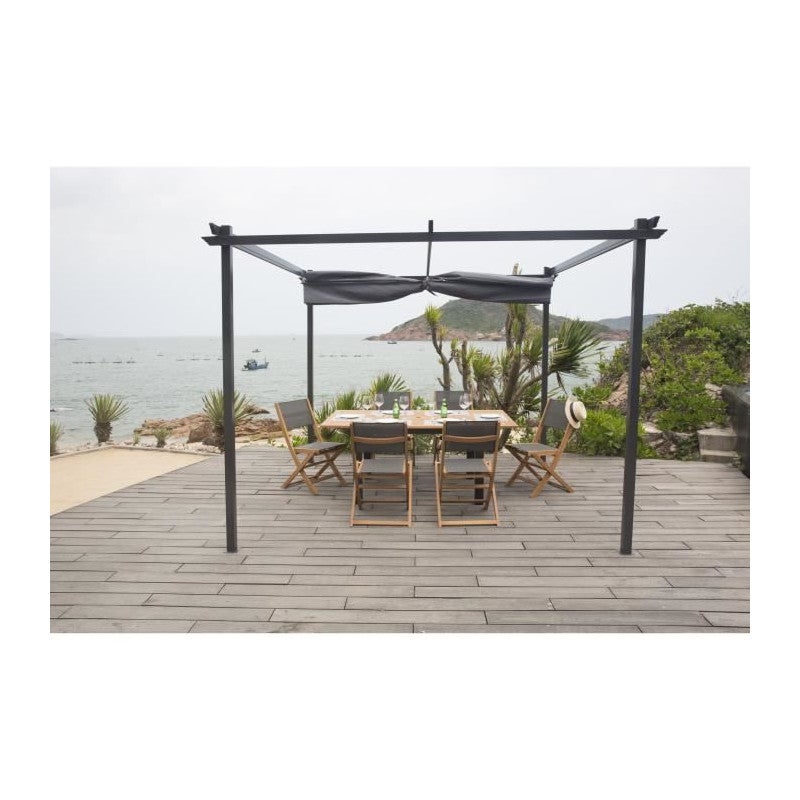 Pergola Anthracite en metal et textilène 8.68 m² - 3