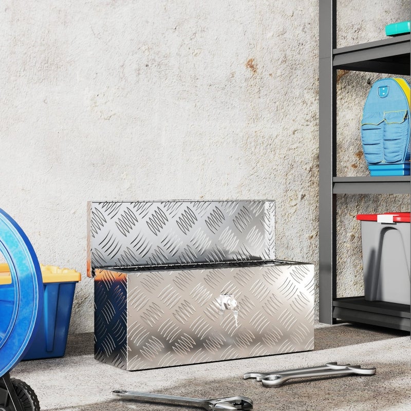 Boîte de rangement en aluminium avec serrure et clés, 50 x 15,5 x 20,5 cm - 7