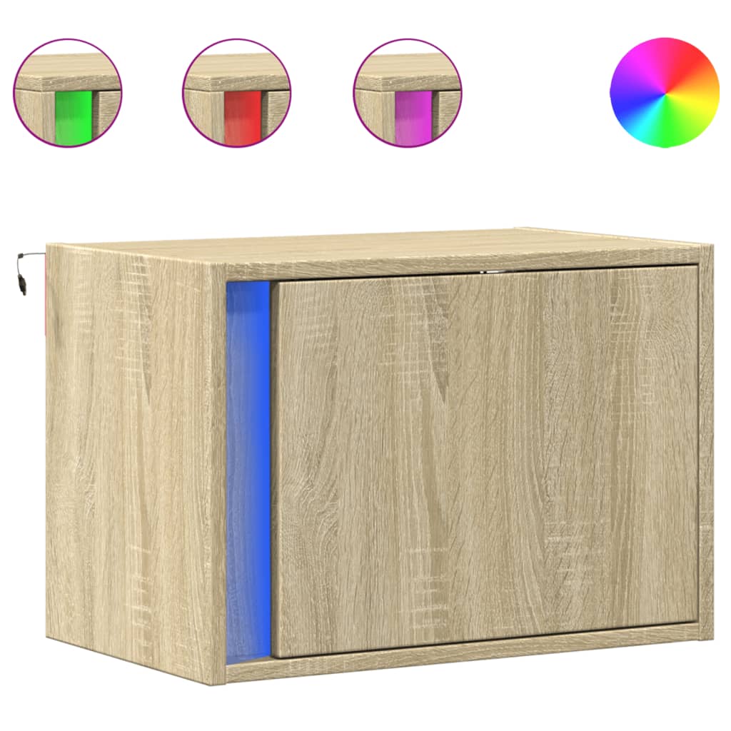 Table De Chevet,Table D'appoint, Table De Nuit Pour Salon Chambre Murale Avec Lumieres Led Chene Sonoma Cfw438408 93692789 Table De Chevet,Table D'appoint, Table De Nuit Pour Salon Chambre Murale Avec Lumieres Led Chene Sonoma Cfw438408 93692789