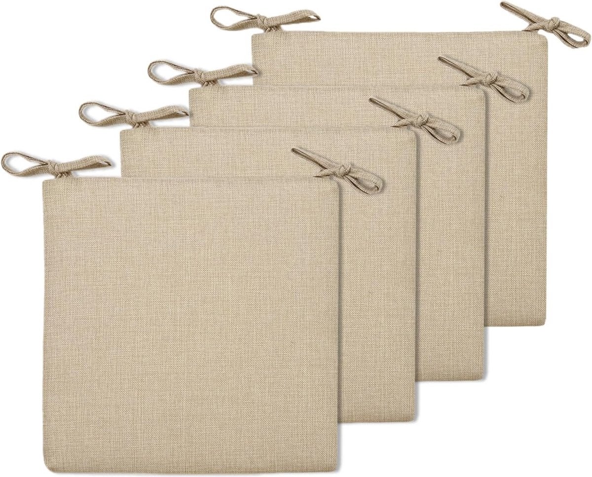 Set de patru perne de scaun – perne pătrate moi pentru interior și exterior, 40 x 40 cm, bej