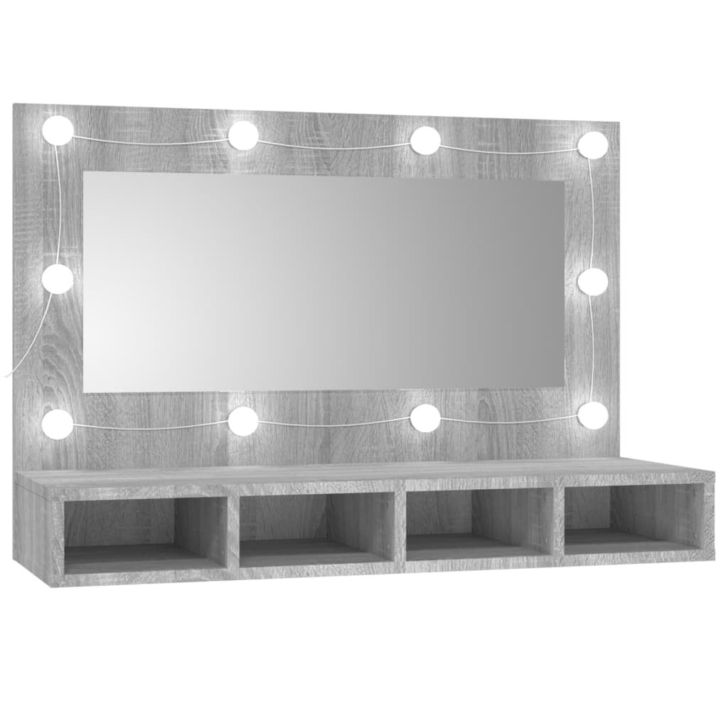 Maison Exclusive - Mobile a SpeccMaison Exclusive - o con LED Grigio Sonoma 90x31,5x62 cm - 2