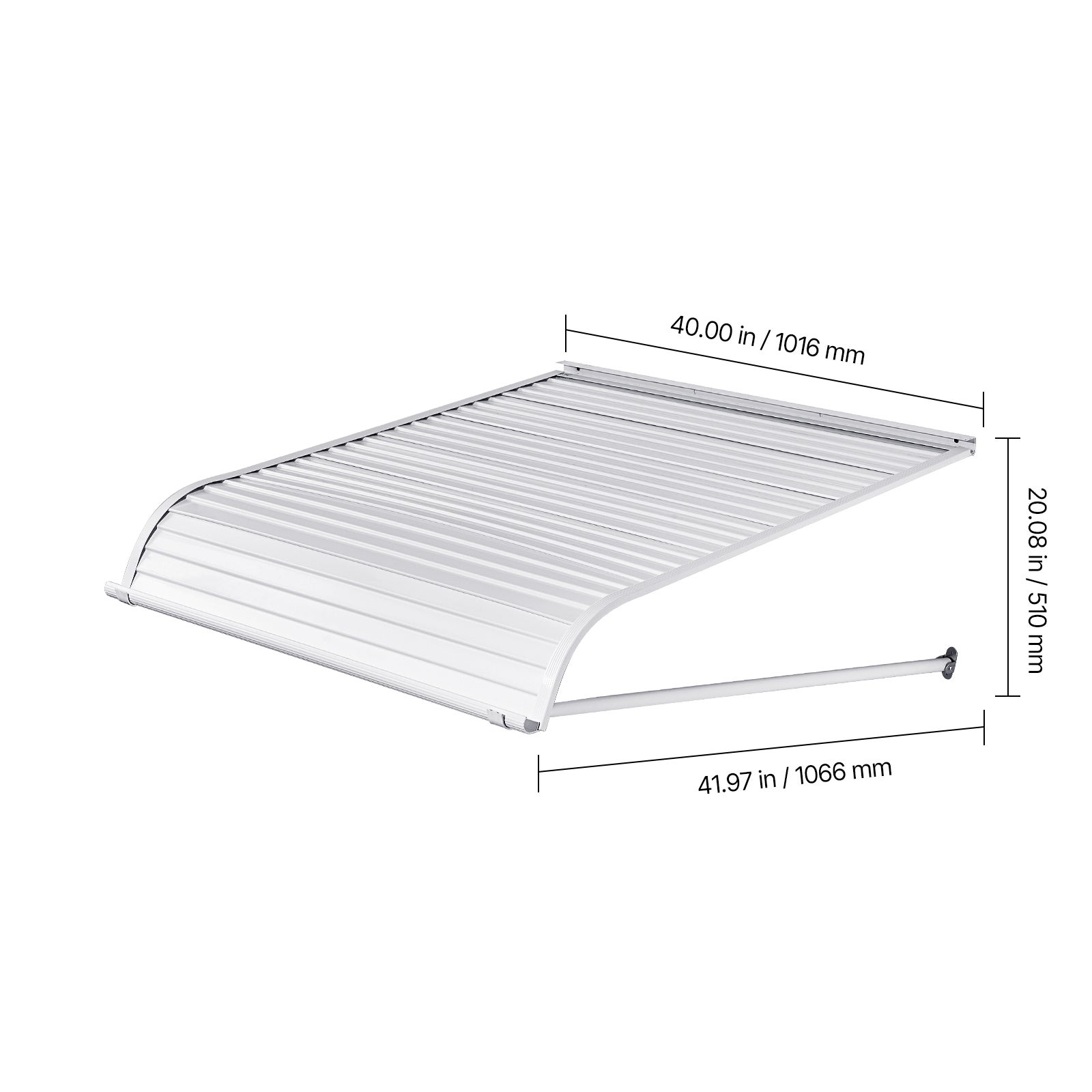 Toldo porta entrada SucceBuy 101,6x106,6 cm, marquise alumínio, proteção chuva neve sol, abrigo duradouro portas, janelas, varandas, sacadas - 9