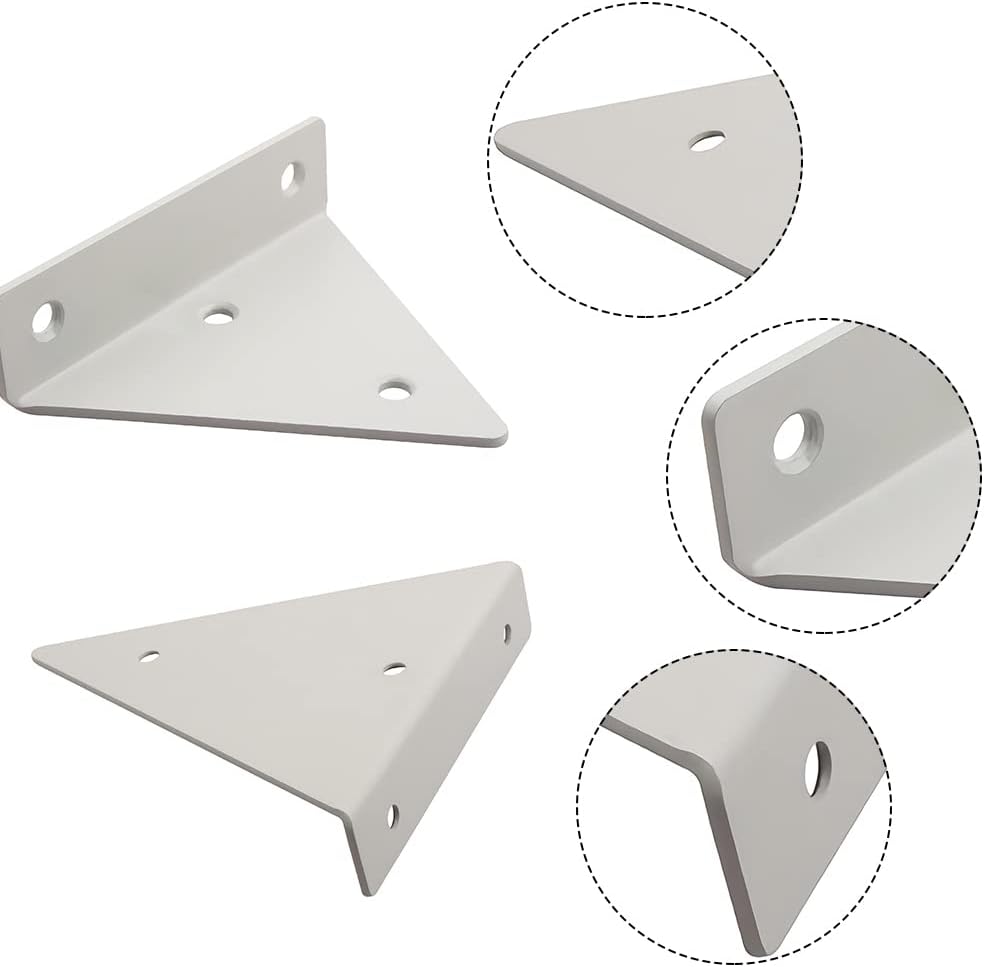 Set di 4 staffe per mensole, staffa per mensola da parete in metallo, staffa per mensola sospesa, staffa per mensola triangolare nascosta, con viti, - 3