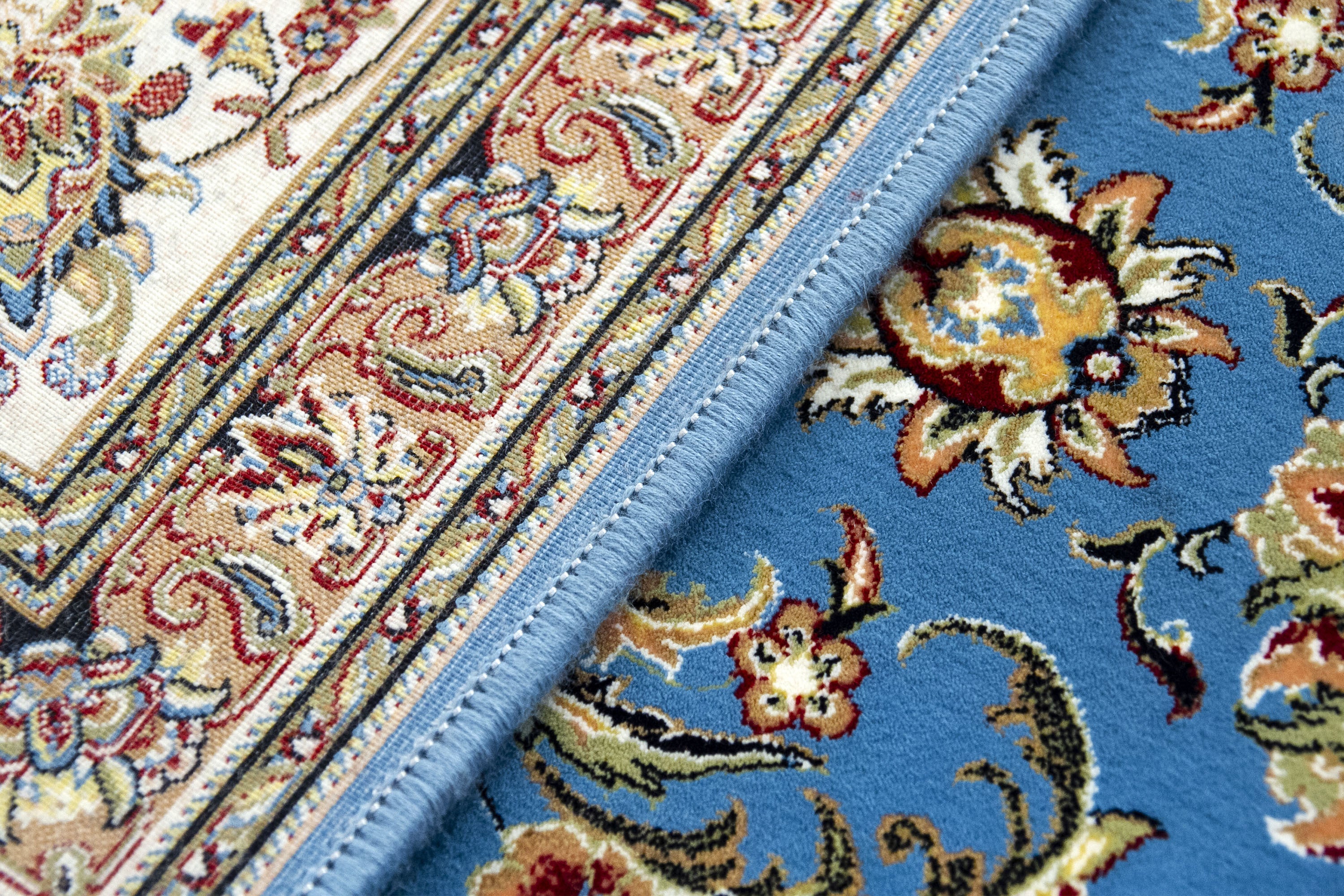 Hamid - Tapis 225x150cm motif floral oriental bleu - 8