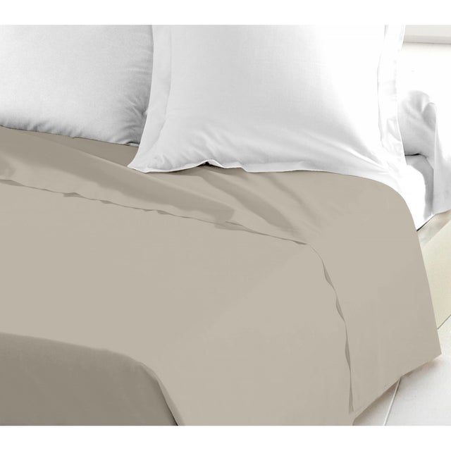 DRAP PLAT 100% COTON 57 FILS COULEURS - Beige Crème, MATIÈRE - 100% COTON, TAILLES - 180 x 290 cm