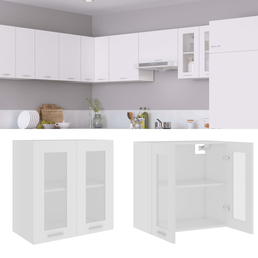 Meuble de rangement | Armoire en verre suspendue Blanc 60x31x60 cm Aggloméré440479 - 2