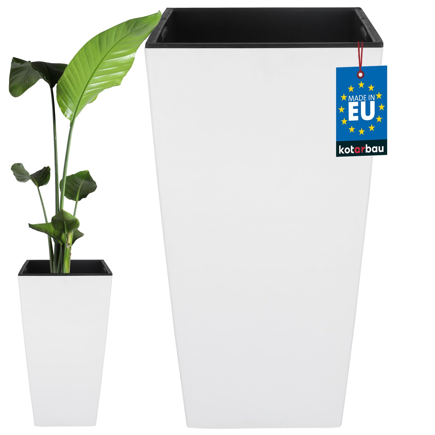 Doniczka z wkładem donica na kwiaty rośliny osłona 40x75 cm ogrodowa biała - KOTARBAU