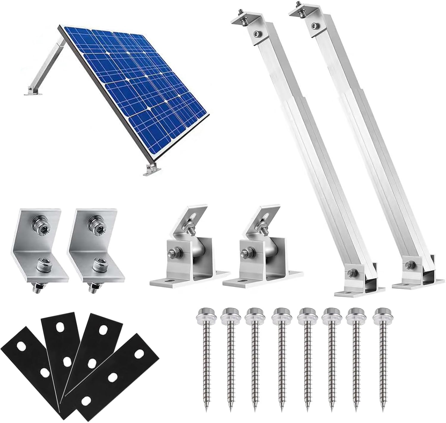 Kit de montaje para paneles solares, ángulo ajustable individualmente de 15° a 30° para balcón eléctrico central, soportes de montaje de aluminio pa