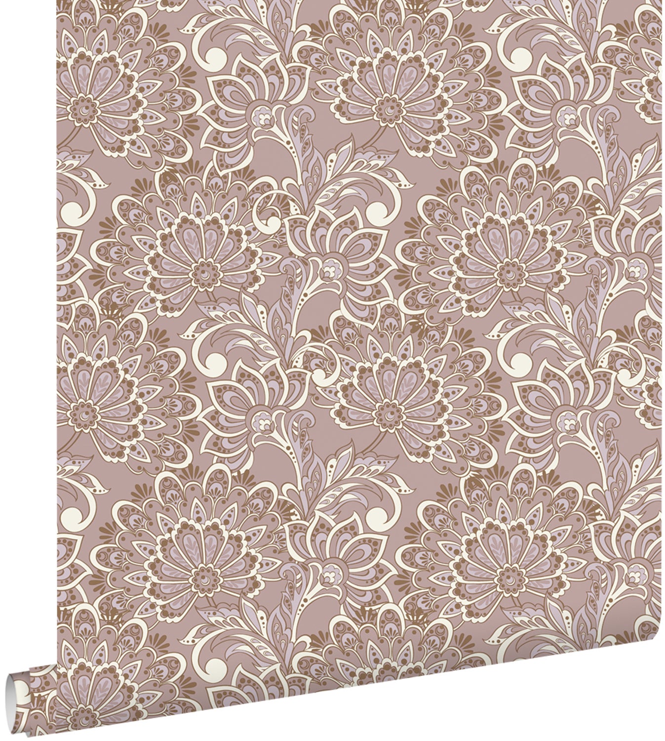 Tapeta zabytkowe kwiaty taupe - 50 x 900 cm - ESTAHOME