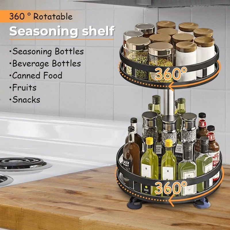 9pc KAKET Organisateur à Épices Rotatif 360° en Acier Inoxydable, Plateau Antidérapant pour Condiments et Épices - Accessoire de Cuisine - 5