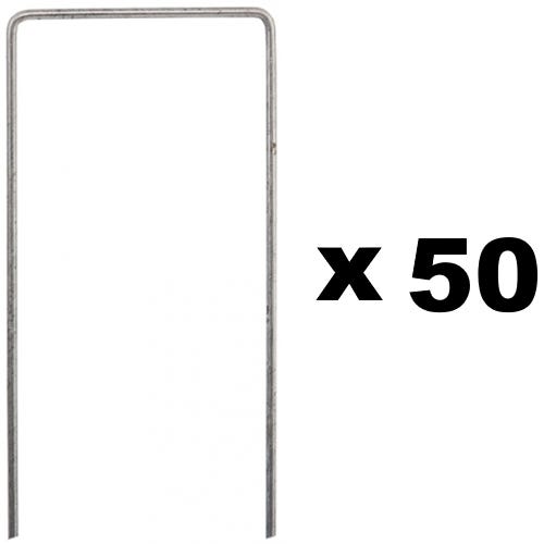 50 Piquets Acier Galvanisé à Chaud H150 Mm Ø3 Mm - Fixation Sol Tuyau Irrigation & Gazon Artificiel Made In Italy