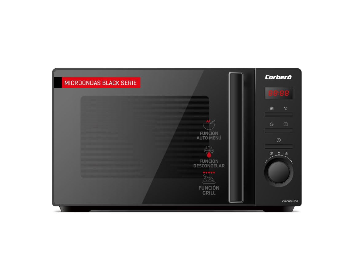 Corberó Corberó, Microondas Libre Instalación Cmicm8020db, 20L, 700W, Grill, Auto Menú, Control Mecánico, /Inox Negro , Leroy Merlin
