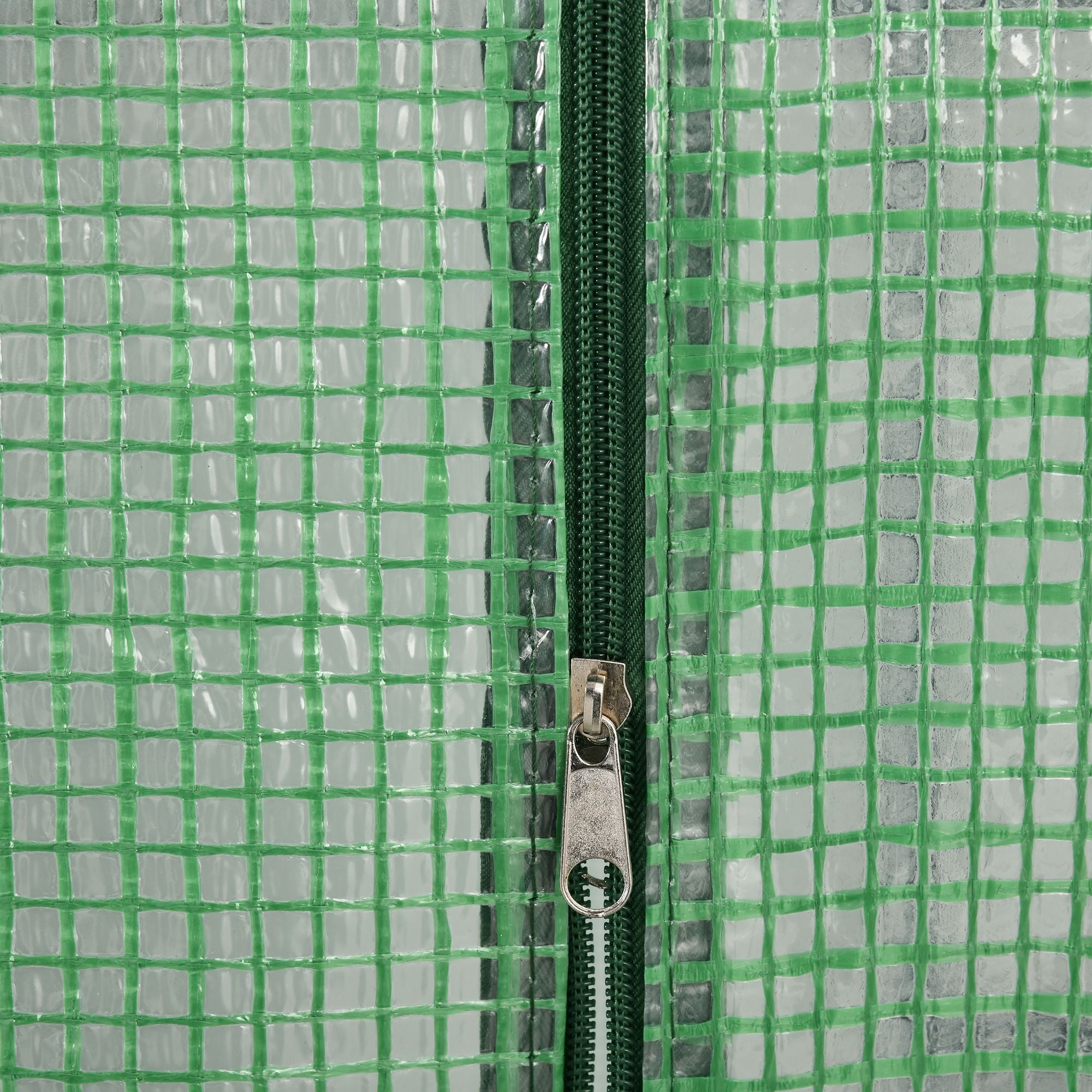 Serre tunnel avec 8 étagères pour plantes, acier & PE, verte, avec porte roulante pour culture et entretien - 8