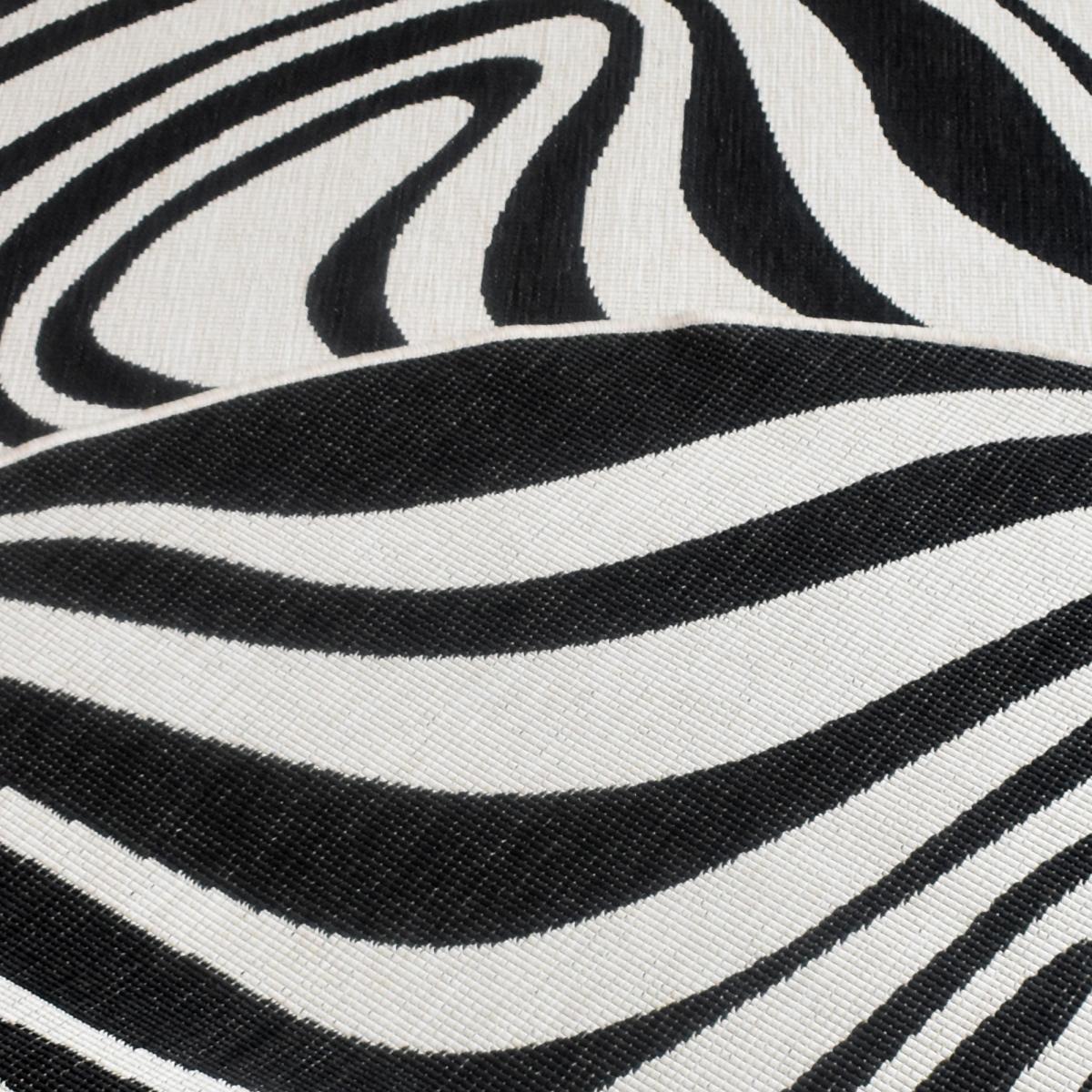 Tapis rond d'extérieur, kilim reversible 120x170 LYN2 W REVERSIBLE noir et blanc - 4