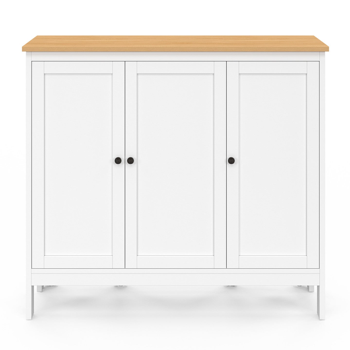 Ensemble table de bar îlot Achille et 2 tabourets bois blanc plateau façon hêtre - 4