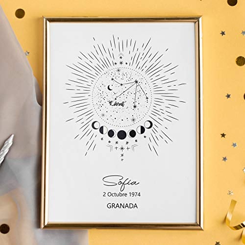 Poster Personnalisé Du Signe Du Zodiaque Balance Affiche Personnelle Avec Nom Date De Naissance Boîte Design Personnalisée Ou Comme Cadeau