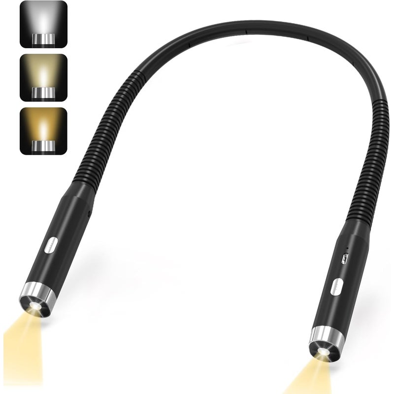 Ładowalna lampka do czytania na szyję LED kolory lampka do czytania z regulacją jasności do czytania łóżku robienia drutach napraw wygodna elastyczna