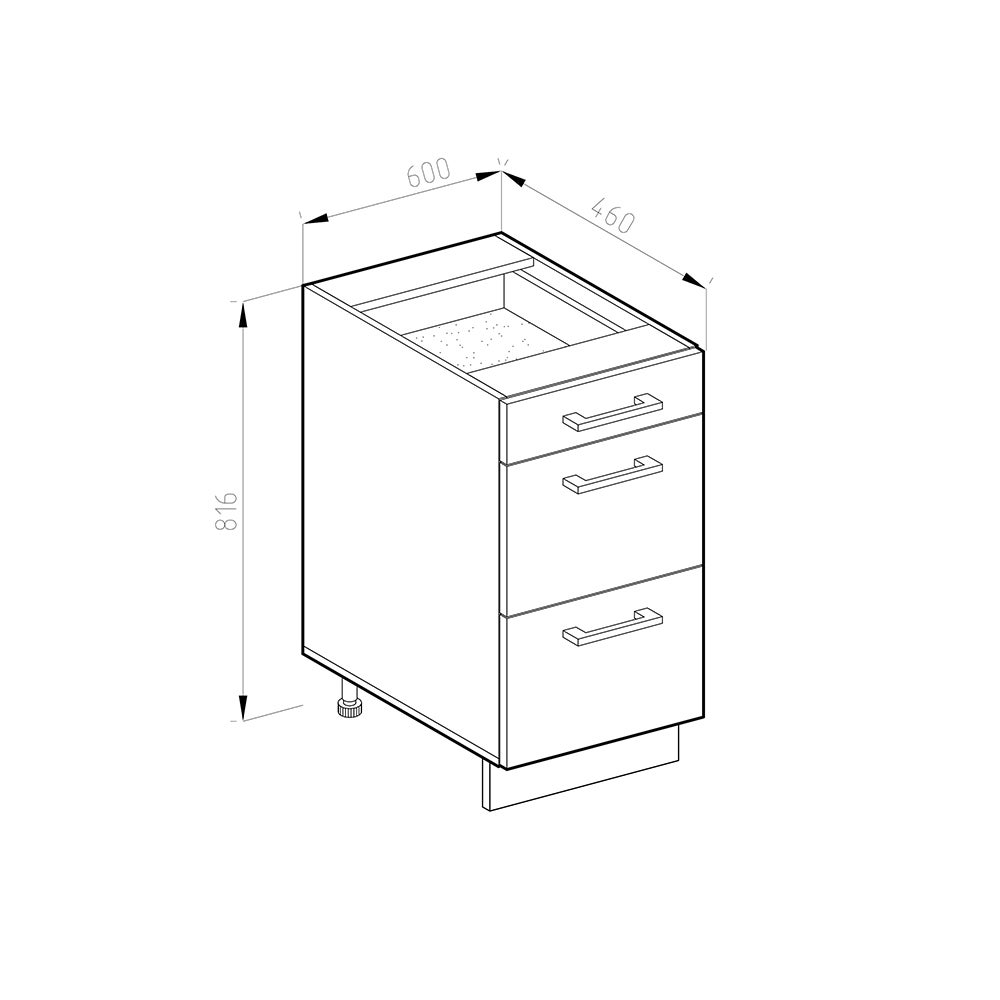 Vicco Meuble cuisine R-Line, Chêne de force doré, 60cm avec tiroirs, sans PT - 3
