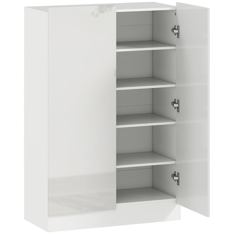 HOMCOM Scarpiera A 5 Livelli Per 20 Paia Di Scarpe, Ripiani Regolabili Per Ingresso Corridoio Legno Bianco~20us8sk11i001