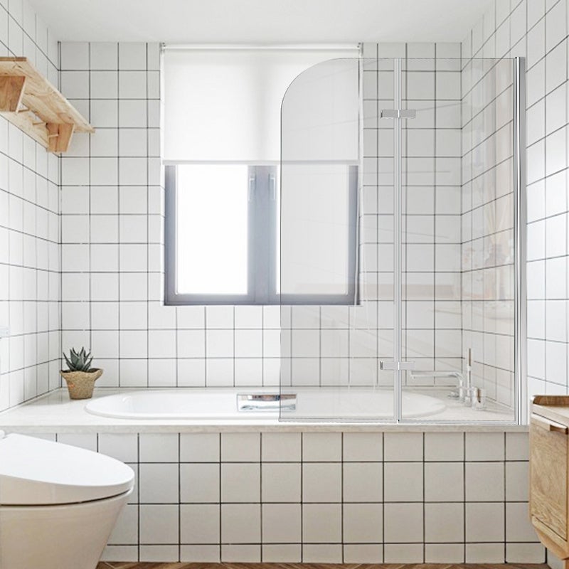Pare-baignoire pivotant à 180degré pivotant Paroi de douche sanitaire 6mm Nano Repliable glass 2 parties 100x140cm Argent - 7