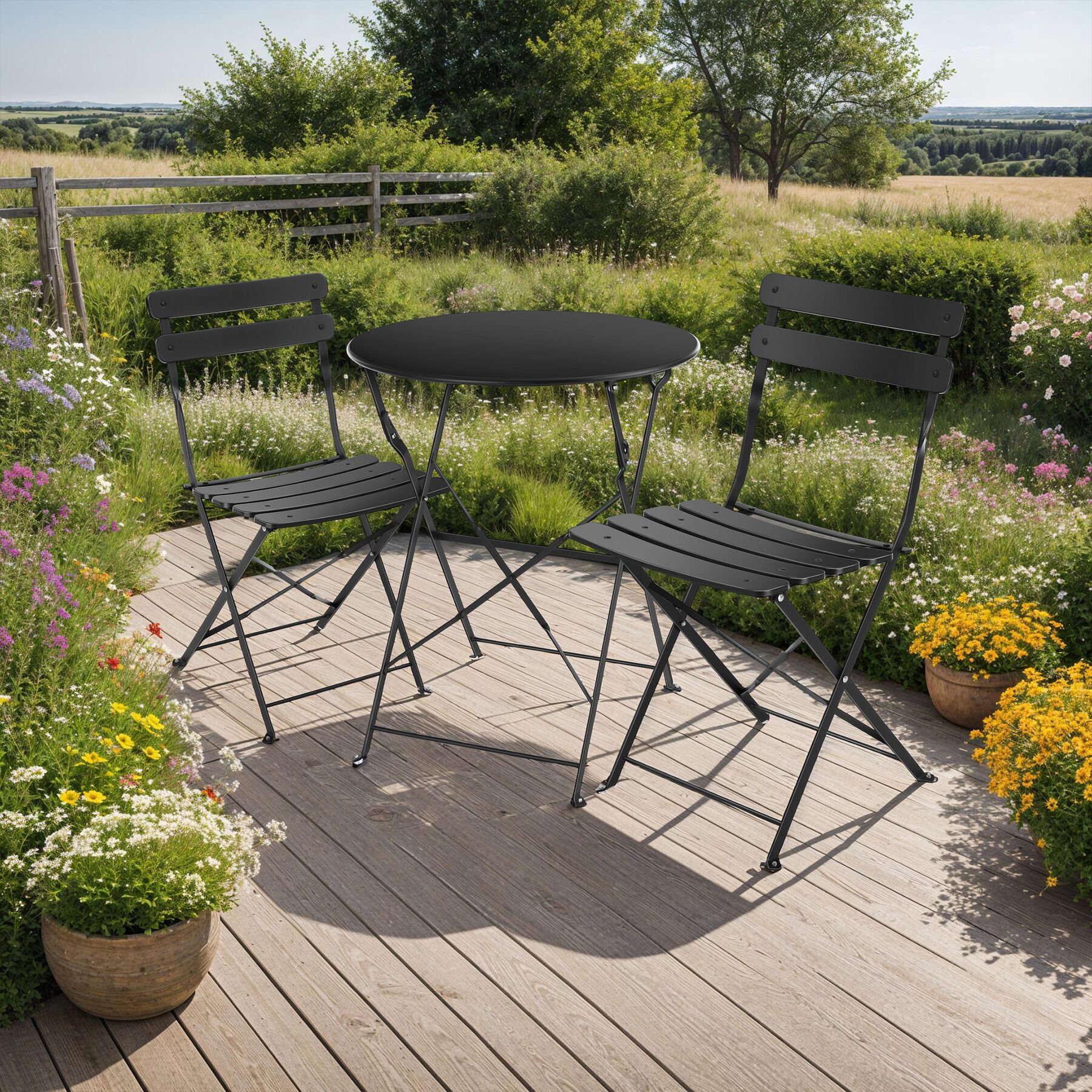 Ensemble table et chaises bistrot Frieda, pliable pour 2 personnes pour 2 personnes TECTAKE - 2