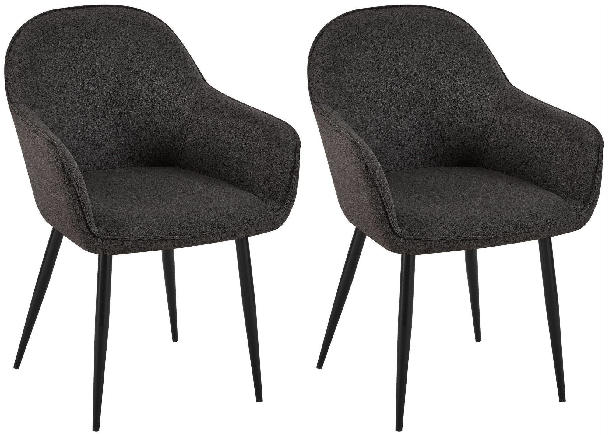 Lot de 2 Chaises de salle à manger Boise en Tissu avec Piètement en