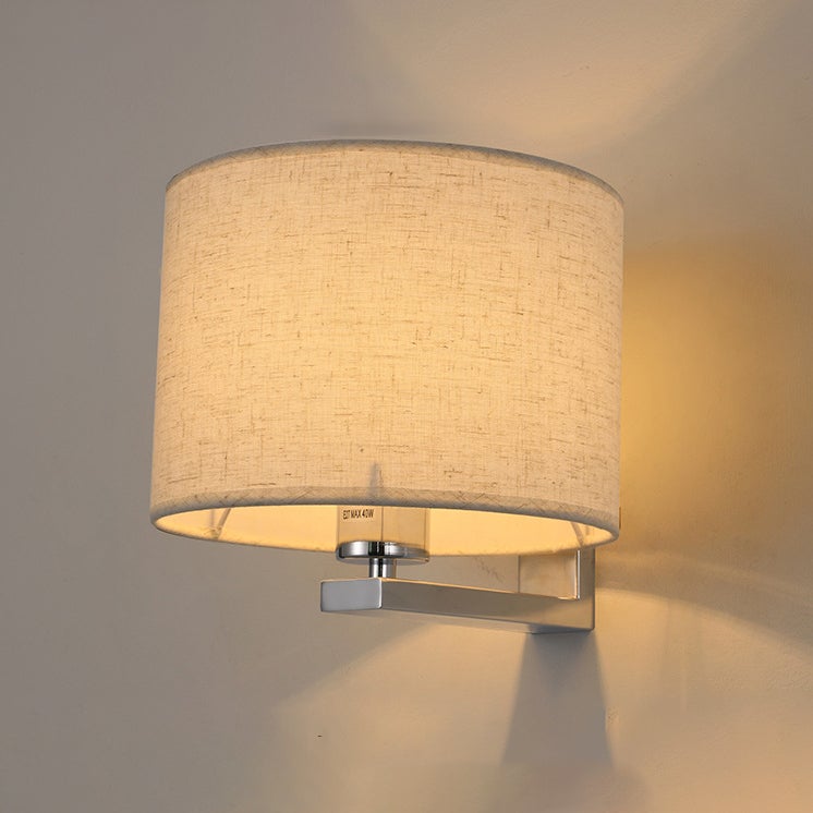 Kinkiet z abażurem i żarówką z tkaniny, nowoczesne lampy ścienne, lampka nocna ścienna, kinkiet z gniazdem E27 (ciepła biel)